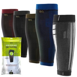 GO Calf Lower Leg Kinesiology Compression Sleeve Blue Medium Pair