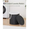 SETVSON Laundry Hamper with Lid Wicker Laundry Hamper Round 26.5