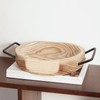 DN DECONATION Round Wooden Dough Bowl with Metal Handles for