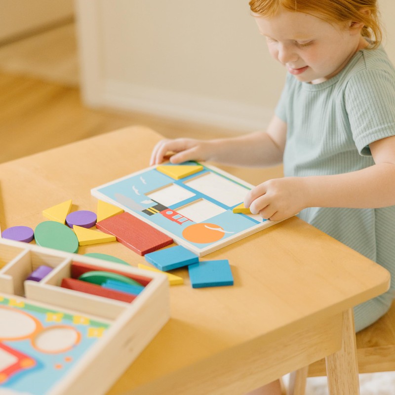 Melissa & Doug Beginner Wooden Pattern Blocks Educational Toy with