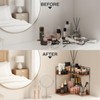 Snuvid 2-Tier Bathroom Counter Organizer, Wooden Corner Shelf for Vanity