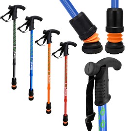 Flexyfoot Shock Absorbing Derby Handle Walking Stick – Improved Comfort, Improves Grip, Improves Safety – Colour: Blue