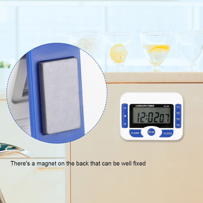 4 Channel Timer, Digital Independent Group Timer, Countdown Kitchen Cooking