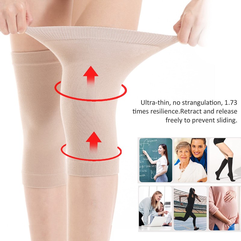 Alomejor Compression Knee Brace 2 Pack Breathable Ultra Thin Cotton