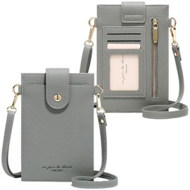 Constlia Smartphone Shoulder Women's Lightweight Wallet, Cross-body Smartphone Pouch, Vertical, Multifunctional, Thin, Portable Shoulder, Small, Shoulder Bag, Women's Portable Pochette, gray