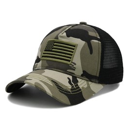 NVJUI JUFOPL American Flag Hat, USA Flags Trucker Hat for Men & Women, Adjustable Embroidered Baseball Cap, Mesh Snapback Hat Camo