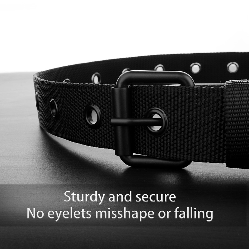 Awlyfm Mens Belt Black Casual Nylon Cloth Web Grommet Belts