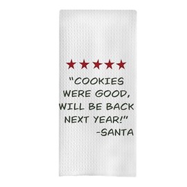 GCFET Funny Christmas Kitchen Towels - Funny Santa Christmas Waffle Decorative Dish Towels, Christmas Santa Hand Tea Towels for Bathroom, 16x24 Inches