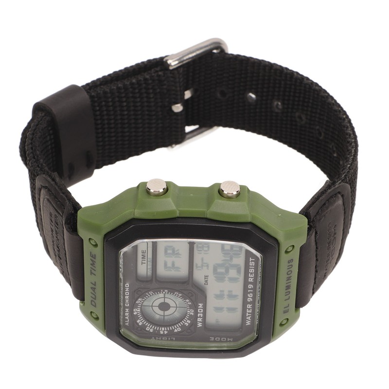 Digital Sport Watch Canvas Strap Luminous Waterproof Retro Sport Watch