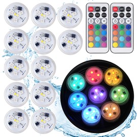 ALED LIGHT Underwater Lights, Mini Light, RGB Multi Coloured Pond Lighting, Waterproof Tea Lights, Multicoloured, Christmas Decoration for Aquarium, Vase, Bathtub, Pool, House, Pack of 12