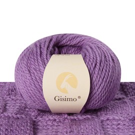 Gisimo 100 % lana merina, hilo lujoso y suave de 3 capas para tejer a mano y ganchillo (morado, 1 bola)