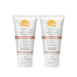 FOTOSUN UV 100 Adaptive Color FPS 50 UVAUVB, Protector solar facial con color, Hipoalergénico, resistente al agua, uso diario, se adapta al tono de...