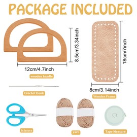 FREEBLOSS Häkelset Handtaschen Bastelset Häkelanfänger Set mit Anleitung Häkeltaschen Set mit Lederboden für Anfänger Geburtstagsgeschenk