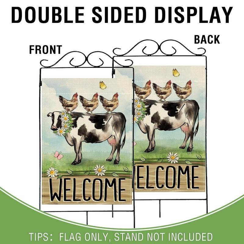 Welcome Spring Summer Farm Animals Large Decorative House Flag
