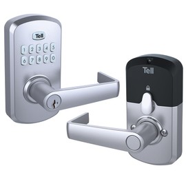 Tell Commercial Electronic Keypad Lock with Cortland Lever Satin Chrome