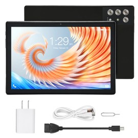 10.1 Inch Tablet for Android 12 8 Core CPU 8GB 256GB 2.4G 5G WiFi Fast Charging Support FHD Tablet 100‑240V Black US Plug