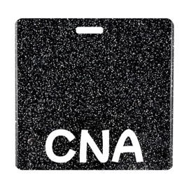 Akilibiely Black CNA Badge Buddy Card Holder Glitter Badge Buddies Reel for Student Medical Work Bling Hospital Nursing Nurse Accessories Horizontal Identification Tags ID Name Cards