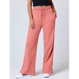 ANRABESS Women's Sweatpants Straight Leg High Waist Casual Drawstring Sweat Pants Workout Athletic Joggers with Pockets Coral Small