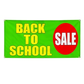 Vinyl Banner Multiple Sizes Back to School Sale Business Outdoor Weatherproof Industrial Yard Signs Yellow 4 Grommets 12x30Inches
