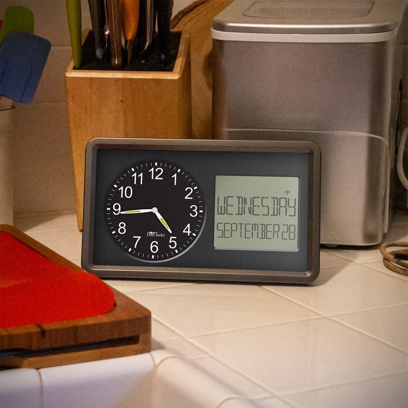 DayClocks Atomic Combines Analog Time and Digital Display for Day
