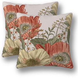 Churent Vintage Flowers Pillow Covers 18 x 18 Set of 2 Floral Linen Throw Pillow Cover Colorful Spring Summer Decorative Pillowcases Rustic Farmhouse Home Decor for Couch Bed Sofa Outdoor