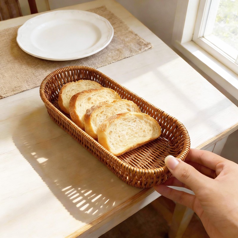 Dealpoli Wicker Storage Basket, Rattan Baskets for Storage, Hand-Woven Wicker