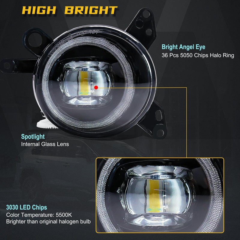 AFOGGEST Angel Eye Fog Light For Mitsubishi Lancer 2008-2014 Front