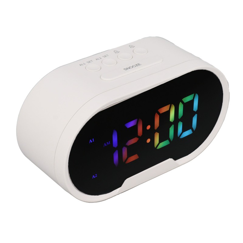 Digital Clock LED Alarm Big Digits Color Display Dimmable Adjustable