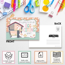 Egg-citing Cute Chicken Themed Welcome Back To School Blank Postcards For Teachers To Send To Students, 4"x6" Fill In Notecards by AmandaCreation (30)