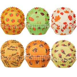 600 Pieces Thanksgiving Cupcake Liners Fall Autumn Muffin Liners Fall Cupcake Wrappers Cupcake Baking Cups Papers for Baking Thanksgiving Fall Themed Liners Party Supplies Thanks Party Decorations