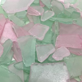 Tumbler Home Sea Glass for Crafts, Decor & Vase Filler, 25oz Frosted Pink & Mint Seaglass Pieces, Recycled Beach Glass in Bulk and Smooth Seaglass for DIY Art, Coastal Decor, and Jewelry Making