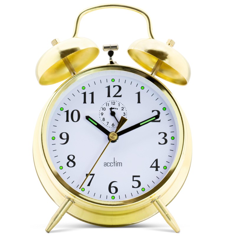 Acctim CK0030 Large-Bell Alarm Clock - Brass, 16.5 x 12
