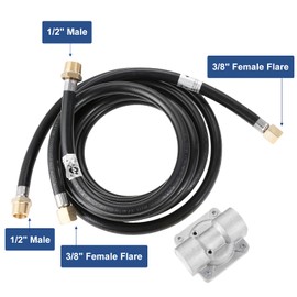 10 Feet Natural Gas Hose Conversion Kit with 5" Outlet Pressure Regulator Valve, Low Pressure Natural Gas Grill Hose for BBQ, Grill, 1/2" Male NPT x 3/8" Female Flare