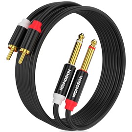 HOSONGIN RCCAA to 1/4 inch Cable 3.3 Feet,Dual 1/4 inch TS to Dual Stereo Audio Interconnect Cable, Gold Plated High Elastic PVC Jacket,Dual 6.35mm 1/4 inch Male TS to 2 Male Adapter Cable