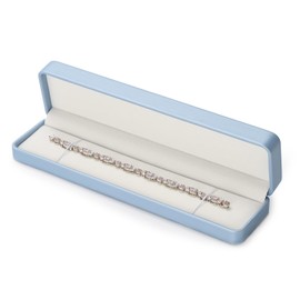 Oirlv Luxury Leather Long Chain Bracelet Necklace Storage Box Velvet Interior Gift Case, Premium Gorgeous Jewelry Display Box for Wedding,Engagement,Proposal,Birthday and Anniversary(Sky Blue)