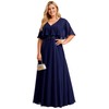 Ever-Pretty Plus Women's Ball Gown V-Neck A Line Chiffon Applique