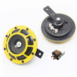 YIYIDA Car Electric Horn 135 dB Car Horn Kit 12 V Car Horn Super Loud High and Low Tone Metal Twin Horn Kit Air Horn Car Speaker with Holder for Cars Motorcycles Boats Trucks SUVs etc