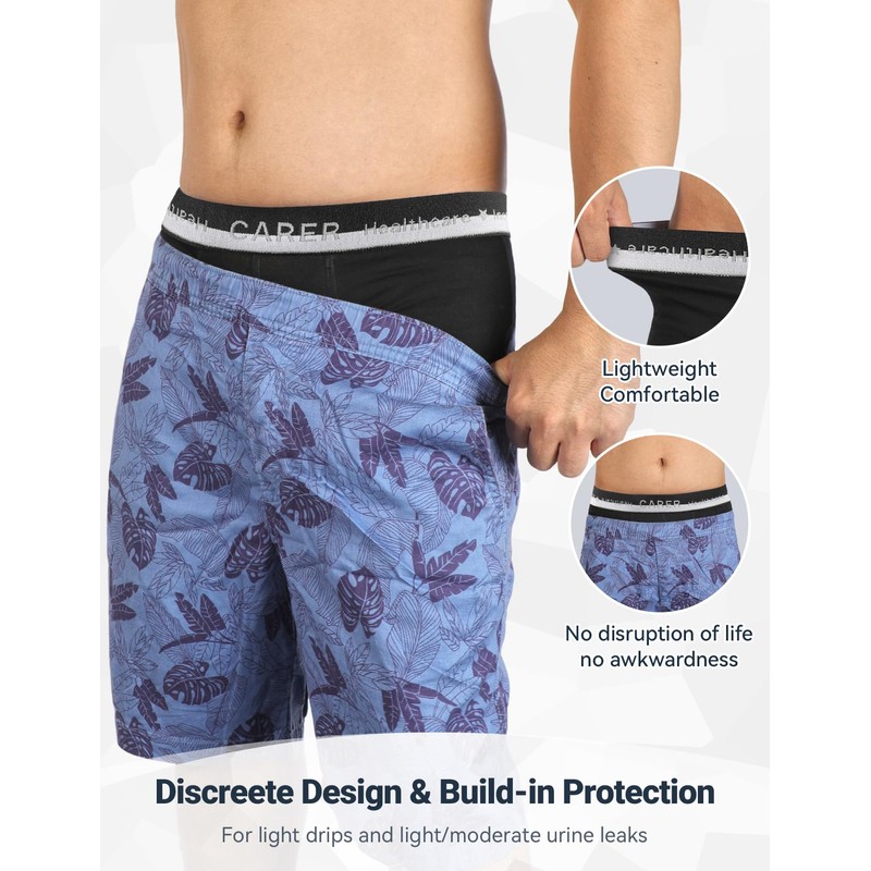 Carer Incontinence Pants Men Soft Comfortable Washable Mens Boxer Shorts