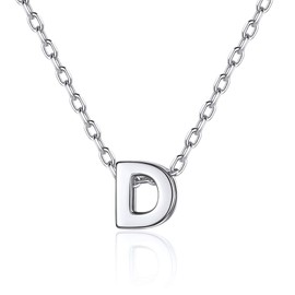 Silvora S925 Silver Letter Pendant, Name Initial Necklace, A-Z for Silver Name Necklace, Women, Children & Men, 46 cm + 5 cm Extension Chains, Silver