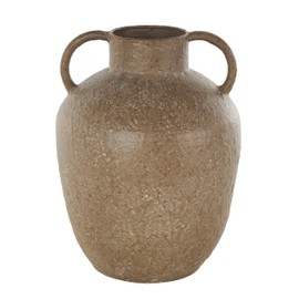 Deco 79 Metal Decorative Vase Antique Inspired Centerpiece Vase with Handles, Flower Vase for Home Decoration 9" x 9" x 12", Brown