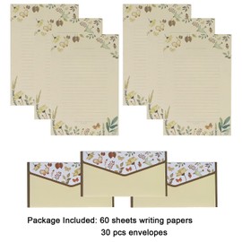 A5 Writing Paper and Envelopes Set for Kids Adults Lined Letter Paper and Envelopes Cute Stationary Paper Floral Letter Writing Paper 60 Stationery Paper and 30 Envelopes for Office Home School