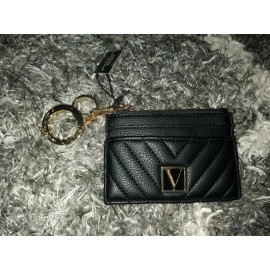 Victoria's Secret Victoria Secret black quilted logo Card Case brand new