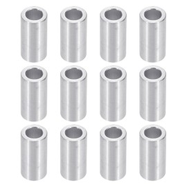 PATIKIL M6 Aluminum Spacers, 12pcs 1/4" x 3/8" Round Metal Spacers for 1/4 or M6 Screw Bolts, Unthreaded Standoff Bushing 13/16"L, 6.2x10x20mm