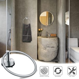 YUET Towel Holder Towel Ring Rail Suction Cup Towel Holder,Stainless Steel Bathroom SUS 304,Wall Mounted Hand Towel Rails for Kitchen Bathrooms (Silver)