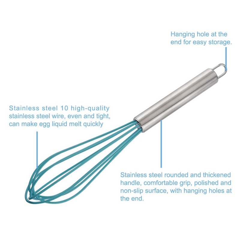 sourcing map Egg Whisk Stainless Steel Whisk Mixer Kitchen Utensil