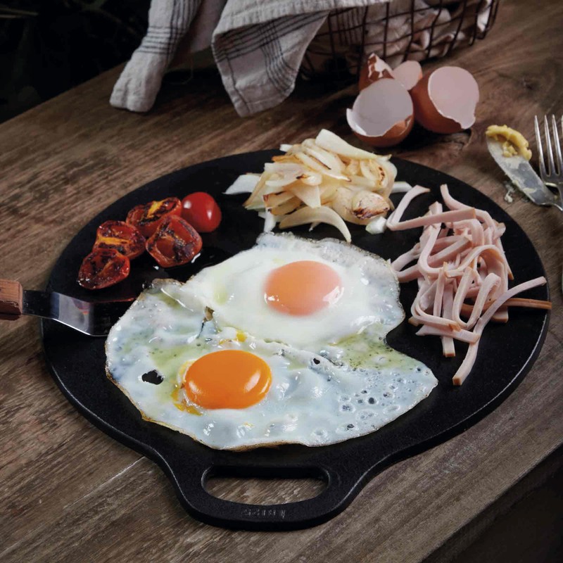 Victoria 15-Inch Cast Iron Tawa Dosa Pan, Pizza Pan with