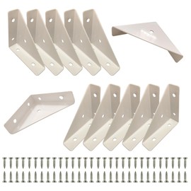 Corner Brace Brackets, 12Pcs-66 x 66mm White Corner Braces for Wood, Universal Furniture Corner Connector, Triangle Shelf Bracket, Corner Desk Connector for Bed, Table, Cabinet