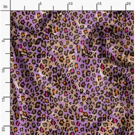 Soimoi Purple Moss Georgette Fabric Leopard Animal Skin Printed Fabric 1 metre 42 Inch Wide
