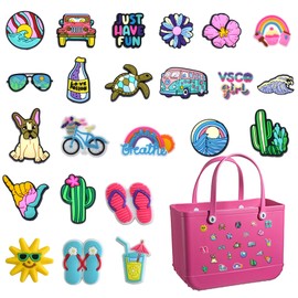 23 abalorios para bolsa de Bogg, decoración para mujer, compatible con bolsa de playa de goma para mujer, bolso de mano