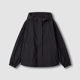 JAJU [JAJU] Women's Crinkly Hood Short Jumper_Black